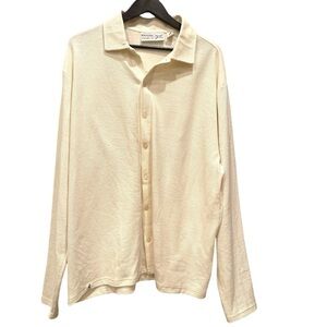 KANGOL XXL Butter cream long sleeve button up cotton/poly heavy shirt